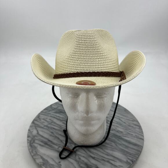 Furtalk Sun Hat Womens M/L Ivory Beach Retro Western Outdoor Curved Rim Visor - Picture 2 of 12